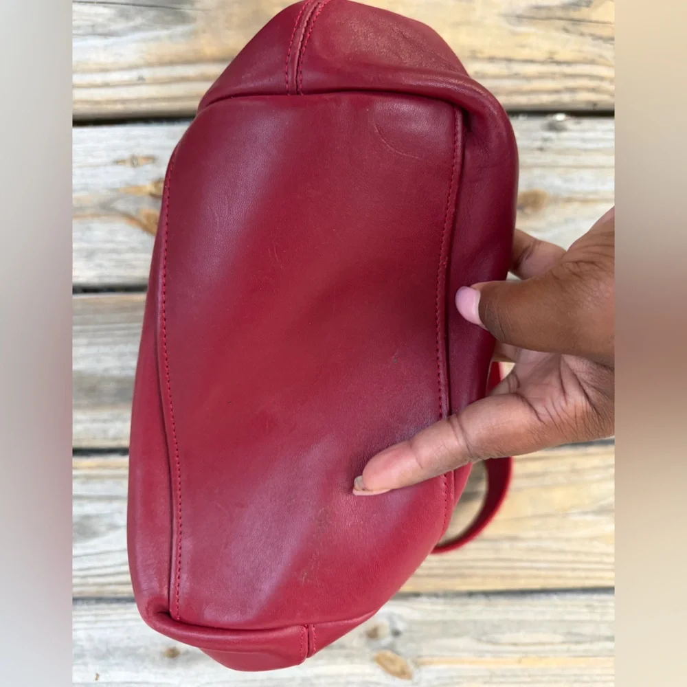 Vintage coach legacy red leather bucket bag